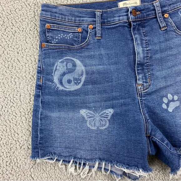Madewell High Waist Denim Shorts with Graphic Designs - Picture 2 of 16